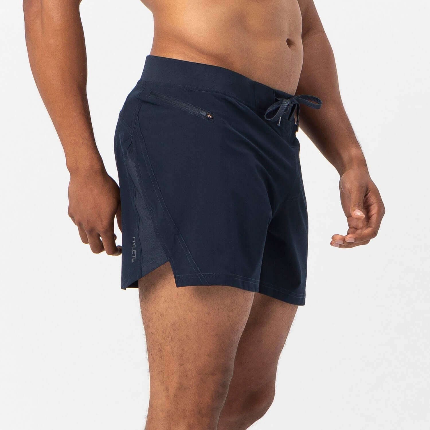 Lightweight navy incline lined shorts for men, featuring breathable liner and roomy pocket for high-impact workouts.